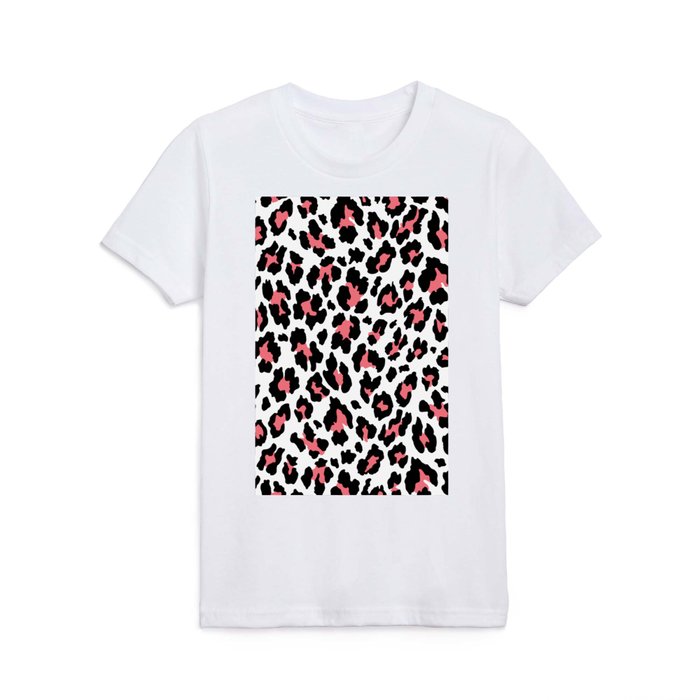 Leopard Print (Black, White, Pink) Kids T Shirt