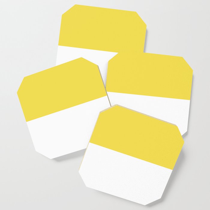 Sunshine Yellow And White Split in Horizontal Halves Coaster
