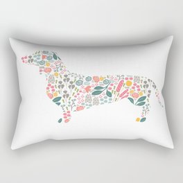 Dachshund Floral Watercolor Art Rectangular Pillow