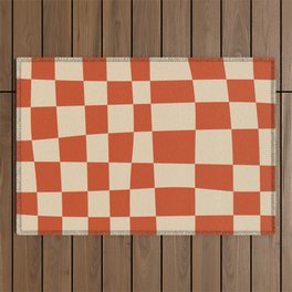 Abstract Checkerboard terracotta Outdoor Rug