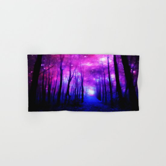 Magical Forest Path Fuchsia Purple Blue Hand & Bath Towel