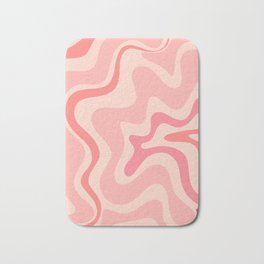 Retro Liquid Swirl Abstract in Soft Pink Bath Mat | Modern, Trippy, Cool, 80S, Trendy, Painting, Digital, 60S, Tie Dye, Aesthetic 