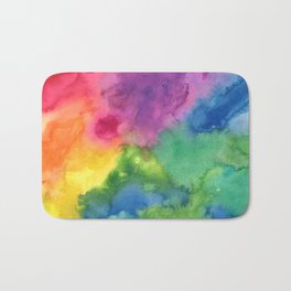 Bright Rainbow Watercolor Abstract Bath Mat