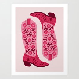 Cowgirl Boots – Hot Pink Art Print