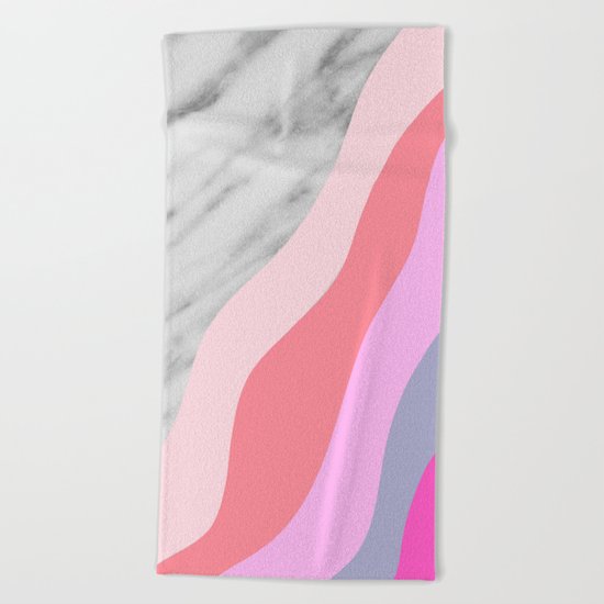 Carrara Italian Marble with Pink Shadows Beach Towel