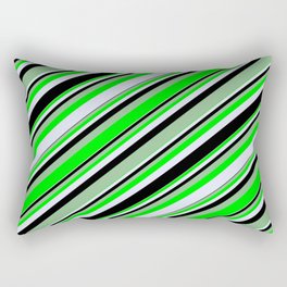 [ Thumbnail: Dark Sea Green, Lime, Lavender, and Black Colored Lines/Stripes Pattern Rectangular Pillow ]