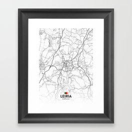 Leiria, Portugal - Light City Map Framed Art Print