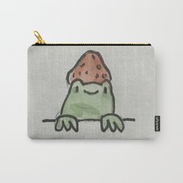 strawberry frog Carry-All Pouch | Minimalistic, Watercolor, Smile, Frog, Strawberry, Uwu, Cute, Drawing, Hat 