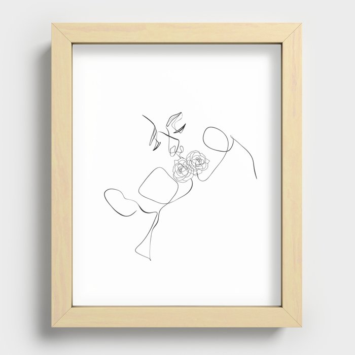 Couple Art - Minimalist - Line Art - Art Print Recessed Framed Print