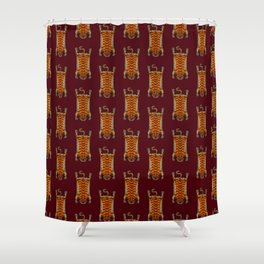 TIBETAN TIGER RUG-maroon Shower Curtain