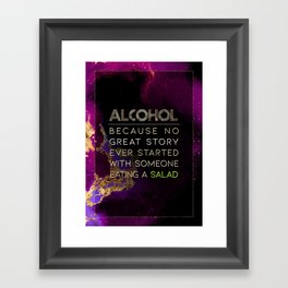 Alcohol Eating a Salad Rainbow Gold Quote Motivational Art Framed Art Print