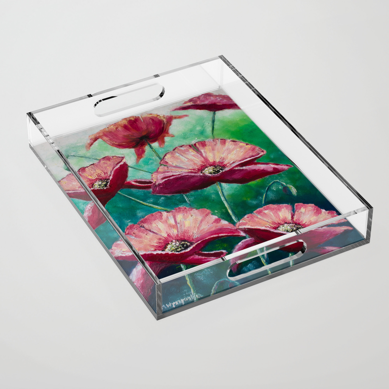 Opium Poppies Oil Painting Acrylic Tray By Monikawyszynska Society6