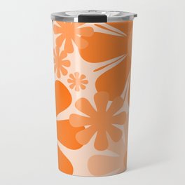 Retro 60s 70s Flowers - Vintage Style Floral Pattern Orange Travel Mug