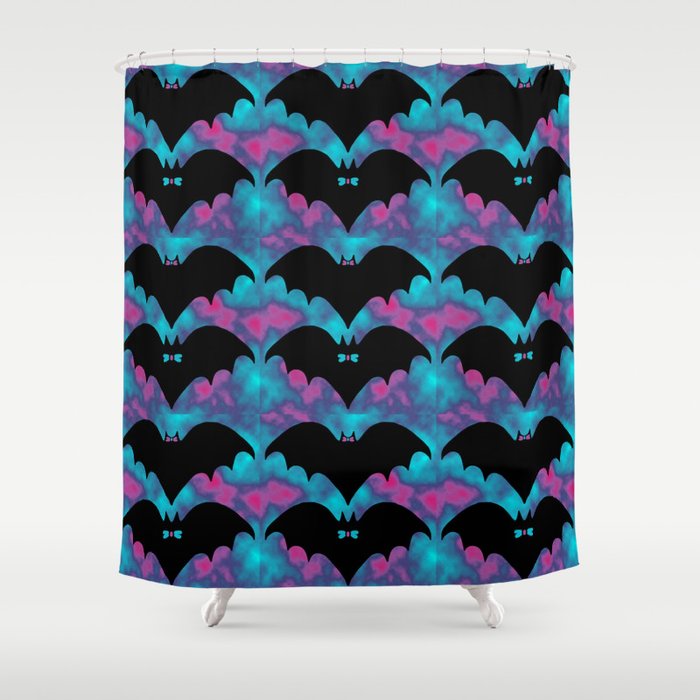 Bats And Bows Blue Pink Shower Curtain