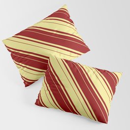 [ Thumbnail: Dark Red & Tan Colored Pattern of Stripes Pillow Sham ]