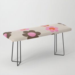 Flower Print Abstract Retro Floral Art Colorful Flowers Botanical Bench