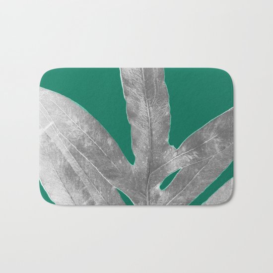 Christmas Fern, Holiday Green with Silver Winter Leaf Bath Mat