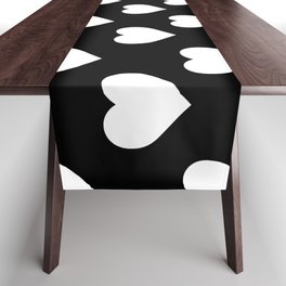 Hearts (White & Black Pattern) Table Runner