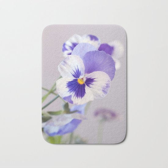 Spring Love #2 - Soft blue-violet-white Pansies #decor #art #society6 Bath Mat