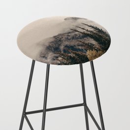 Banff national park foggy mountains and forest in Canada Bar Stool