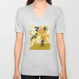 Matisse Flower Vase modern Illustration mustard yellow V Neck T Shirt