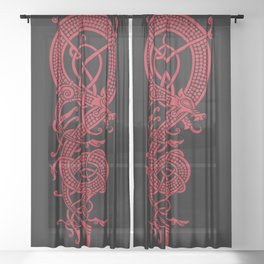 The viking dragon Fáfnir (red) Sheer Curtain
