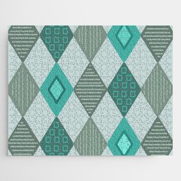 1950s Abstract Diamonds Pattern Turquoise Jigsaw Puzzle