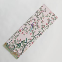 Chinoiserie Blush Pink Fresco Floral Garden Birds Oriental Botanical Yoga Mat
