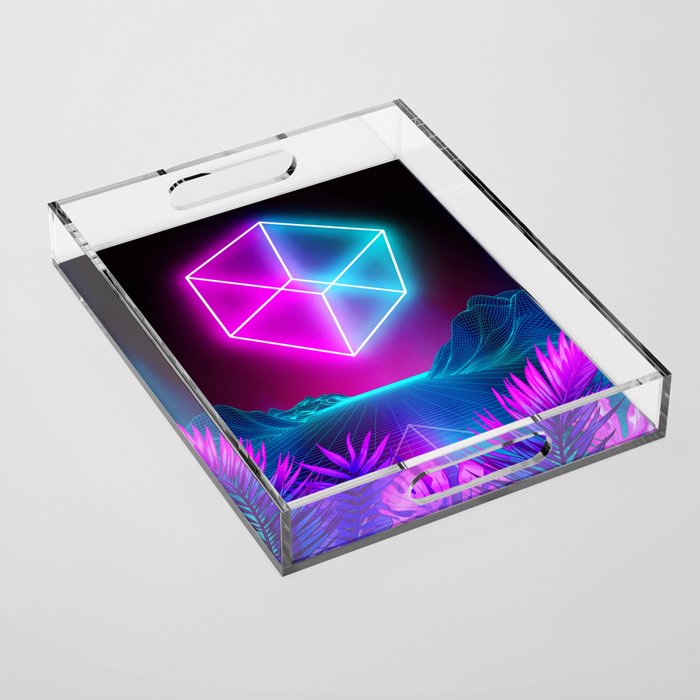 Neon landscape: Synth Cube Acrylic Tray