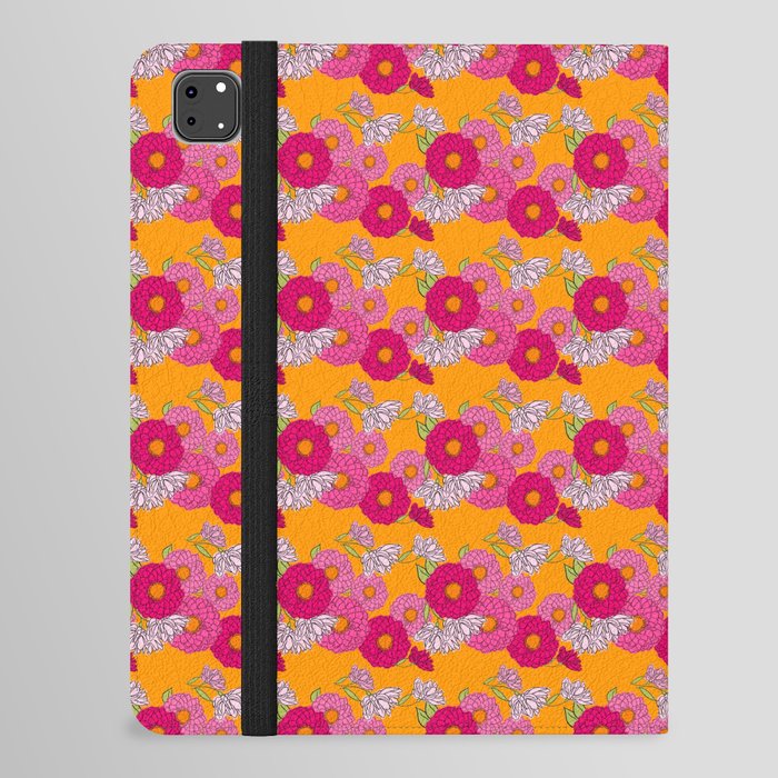 Retro Mid-Century Modern Mums Floral Mini Orange Horizontal iPad Folio Case