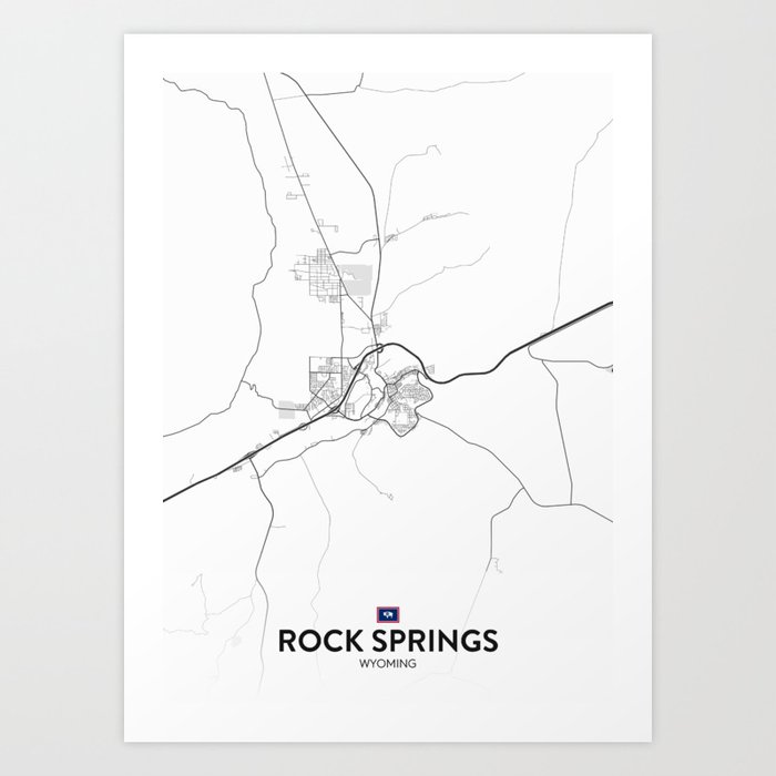 Rock Springs, Wyoming, United States - Light City Map Art Print