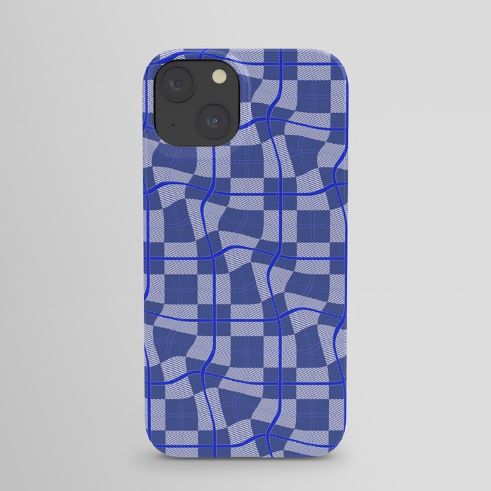 Warped Checkerboard Grid Illustration Vibrant Green iPhone Case
