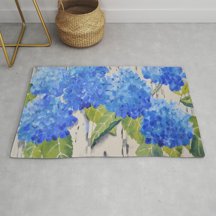 Picket Fence Hydrangeas Rug