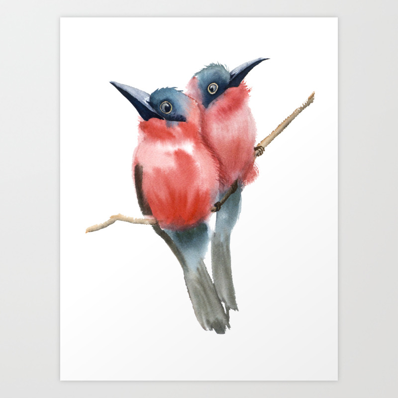 Couple Birds Art Print By Paintis Passion Society6