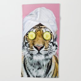 Tiger in a Towel Beach Towel