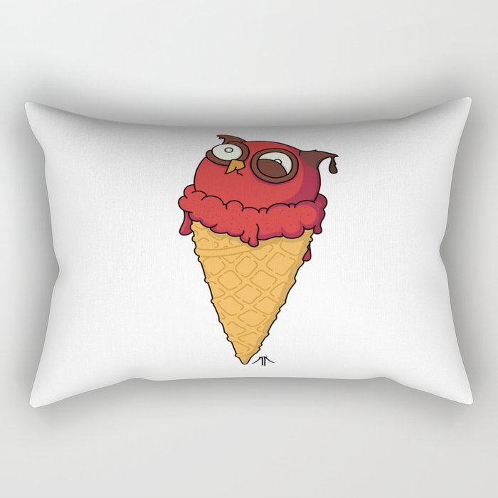 Owl Cream Cone With Strawberry Flavour Rectangular Pillow By Triumvirat Society6