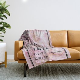 Chicago - Illinois Orchid Marble Map Throw Blanket