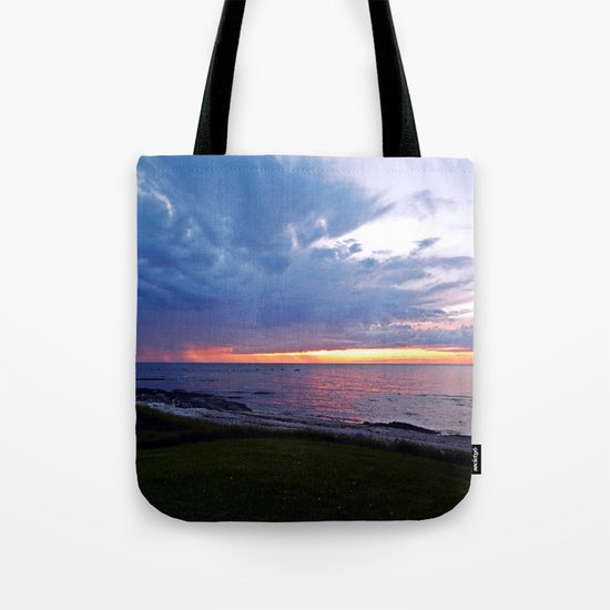 Sunset at Sea and the Rain Storm Tote Bag