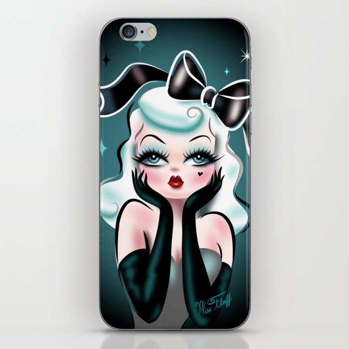 Glamour Doll with Black Bow iPhone Skin