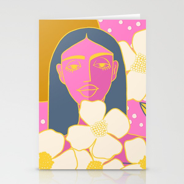 A Girl And Her Flowers Stationery Cards