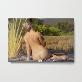 Tropical muse Metal Print | Flowers, Plants, Sexy, Fineart, Photo, Female, Egzotic, Skin, Nude, Digital 