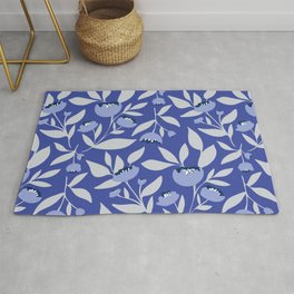 Bold and bright blue peony flower Area & Throw Rug