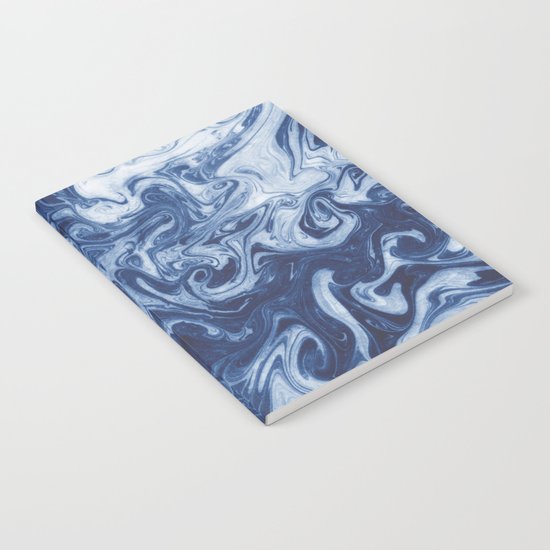 Yutaka - spilled ink marbled paper marbling swirl india ink minimal modern blue indigo pattern Notebook