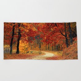 Autumn Road Beach Towel