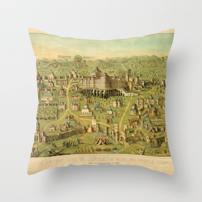 The Ancient City of Jerusalem & Solomon's Temple Throw Pillow