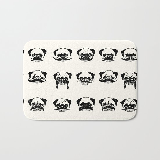 Moustaches of The Pug Bath Mat
