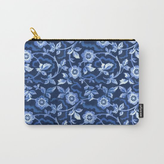 Blue floral pattern Carry-All Pouch