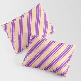 [ Thumbnail: Tan and Dark Orchid Colored Lines/Stripes Pattern Pillow Sham ]