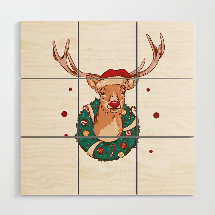 Pine Deer - Christmas Reindeer Head Wood Wall Art