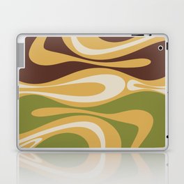 Mod Thang Retro Modern Abstract Pattern in 70s Avocado Green Brown Mustard Laptop Skin